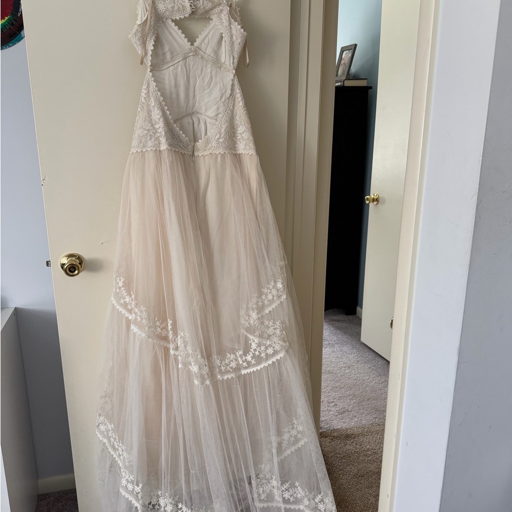 BHLDN Ivory/White Lace Floral V-Neck Wedding Dress Bodice - Picture 4 of 6